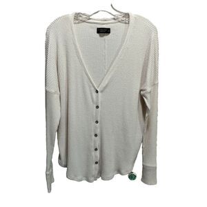 Abercrombie & Fitch Soft AF‎ Cozy Ivory Sweater V Neck Long Sleeve Size S Ribbed
